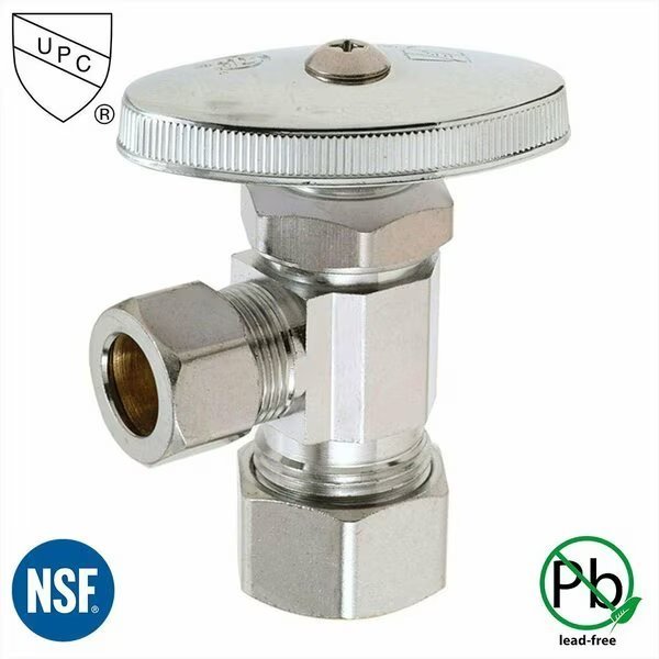 5/8 Inch Comp x 1/4 Inch Comp Multi Turn Brass Angle Stop Valve, Thrifco Plumbing, Mfr#: 4405459